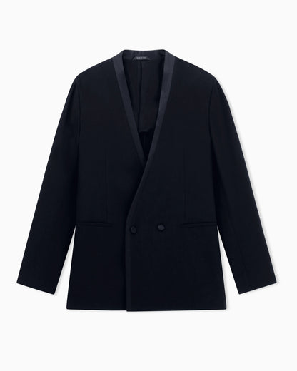 wool-crêpe double-breasted jacket