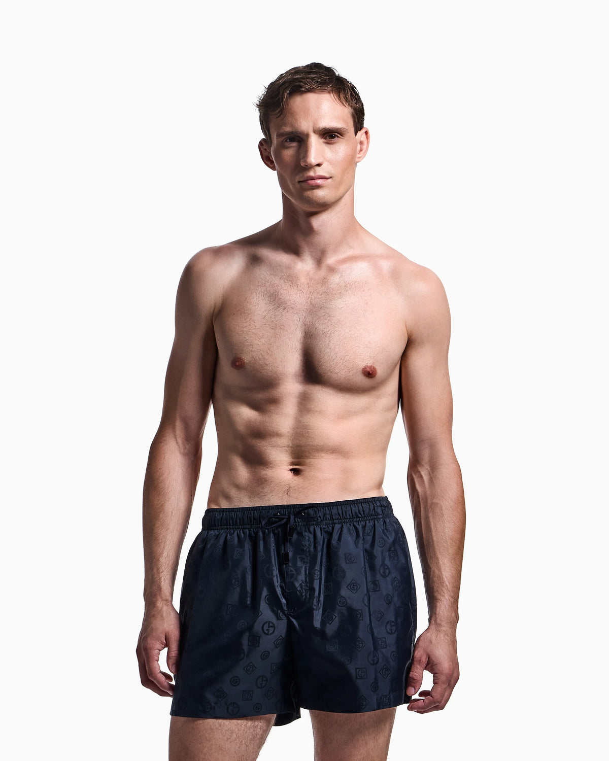 Monogram swim trunks