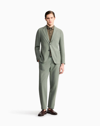 Single-pleat, linen-canvas trousers