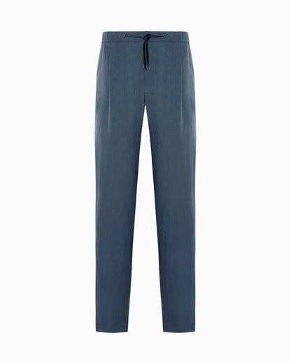 Single-pleat, linen-canvas trousers