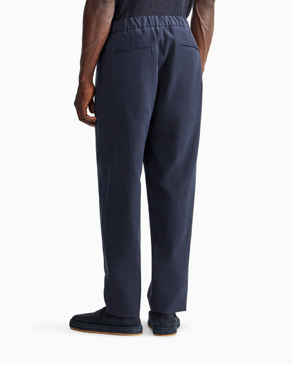 Single-pleat, linen-canvas trousers