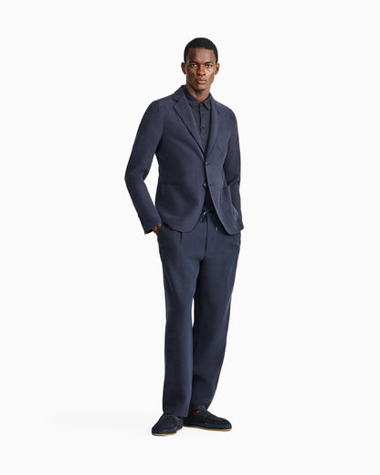 Single-pleat, linen-canvas trousers