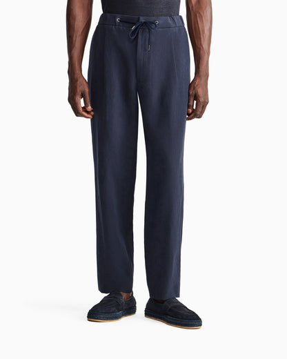 Single-pleat, linen-canvas trousers