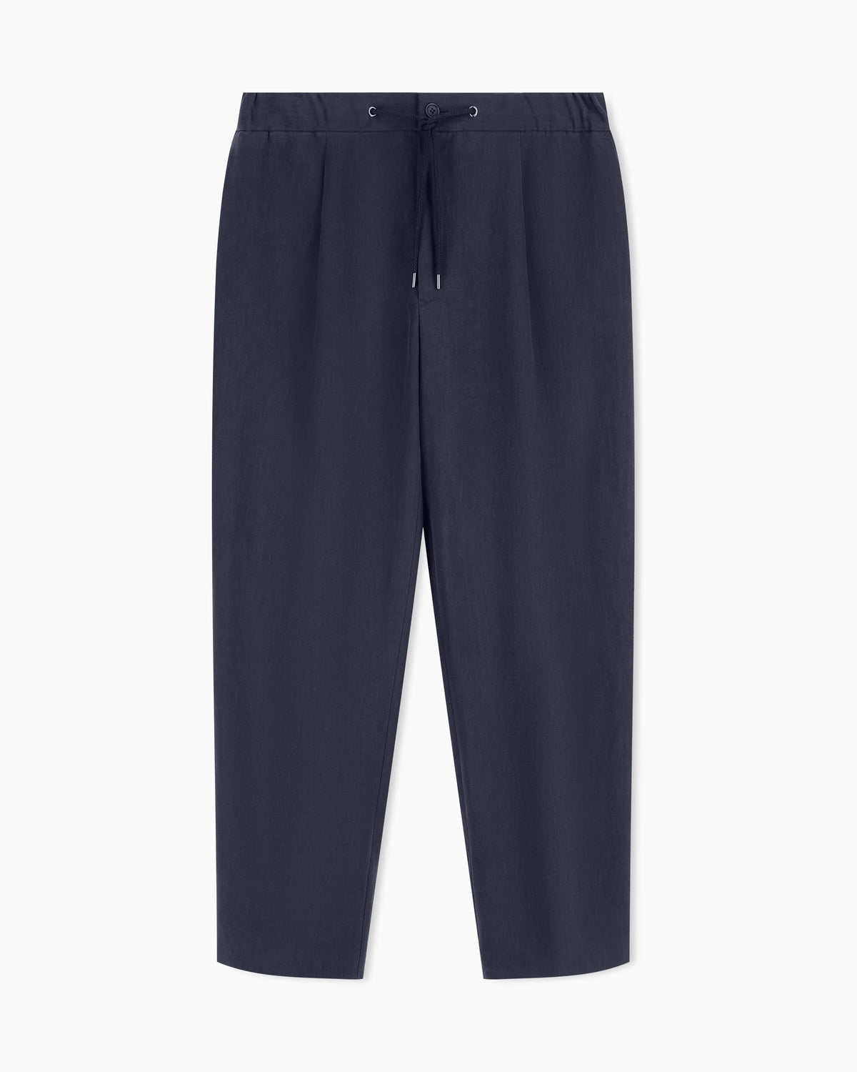 Single-pleat, linen-canvas trousers