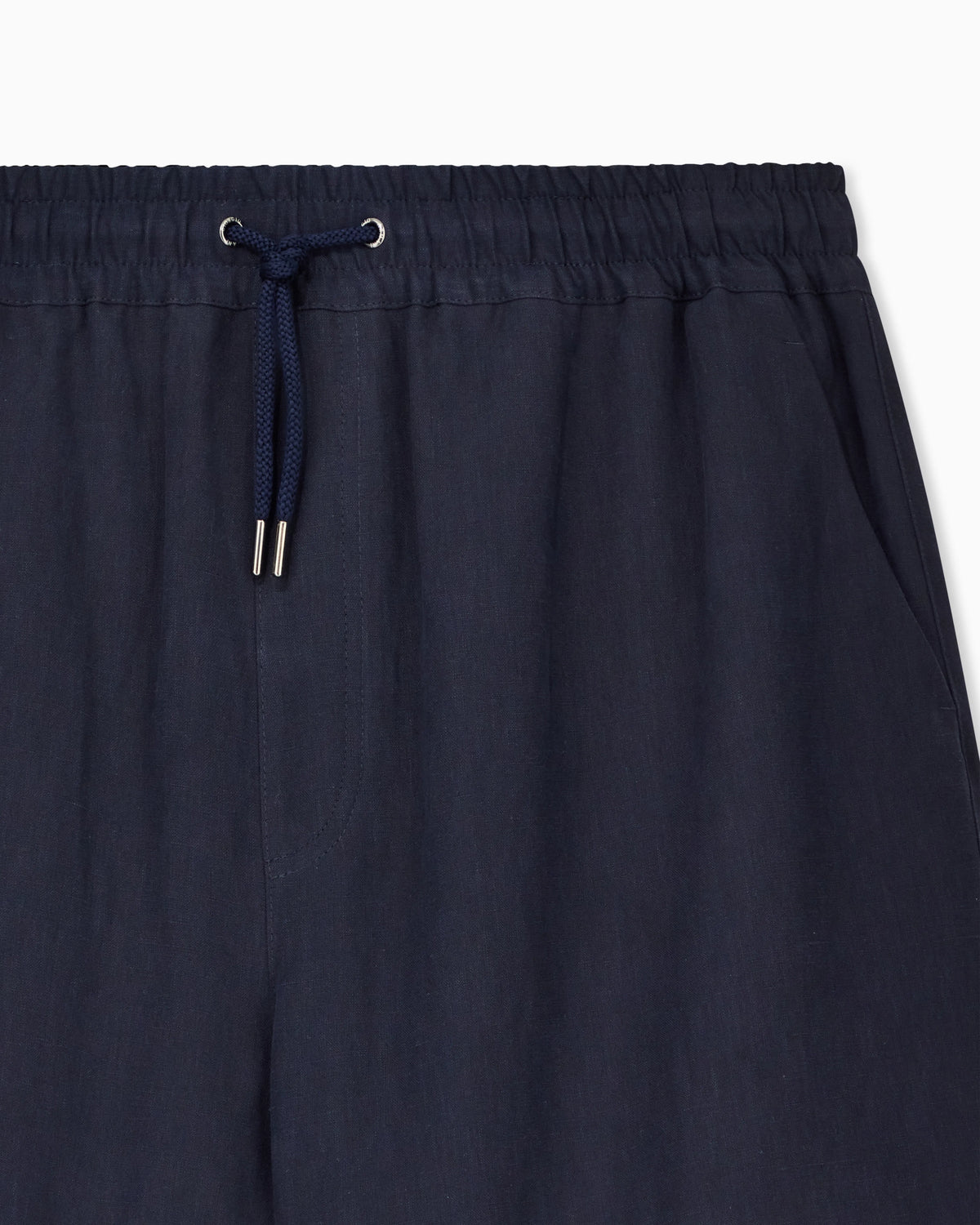 Linen canvas flat-front Bermuda shorts