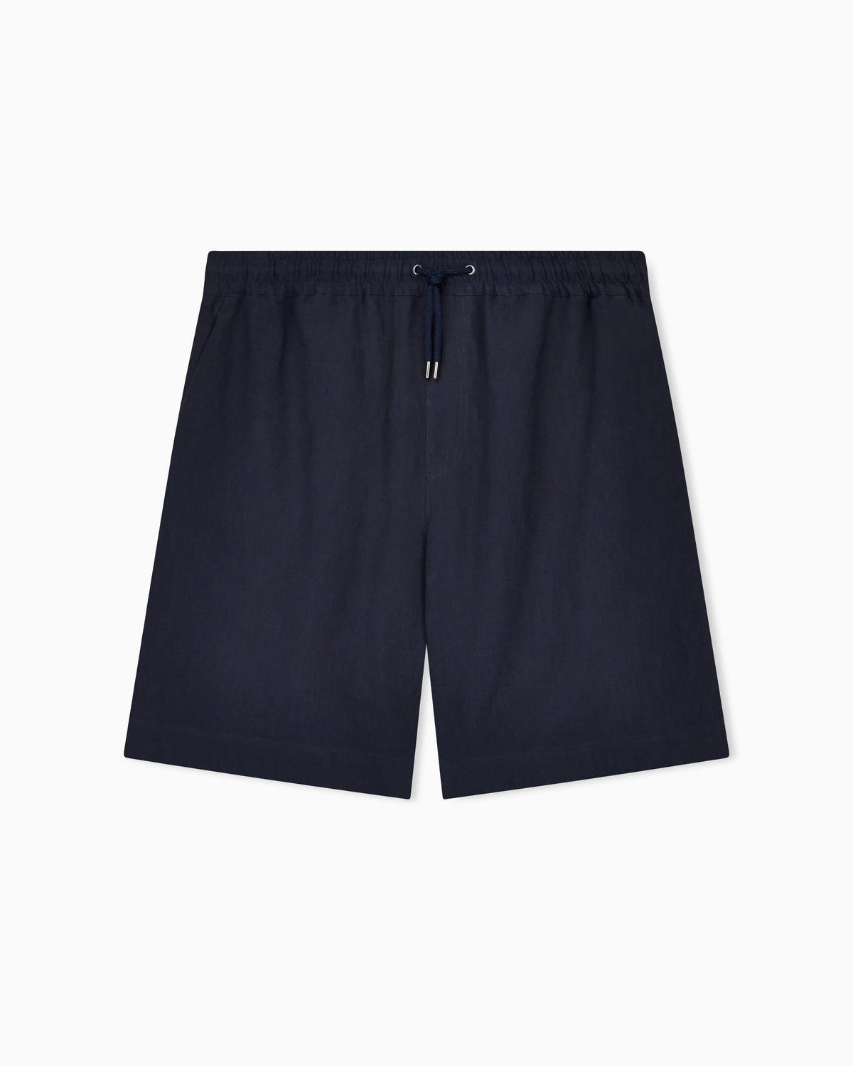 Linen canvas flat-front Bermuda shorts