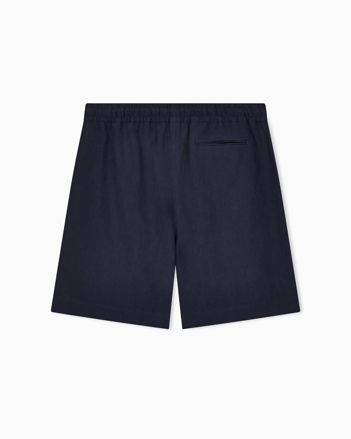 Linen canvas flat-front Bermuda shorts