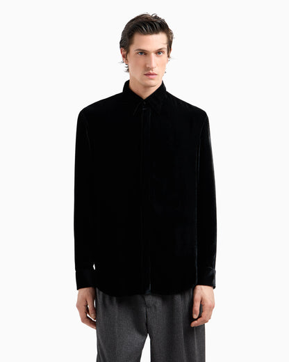 Slim-fit velvet shirt