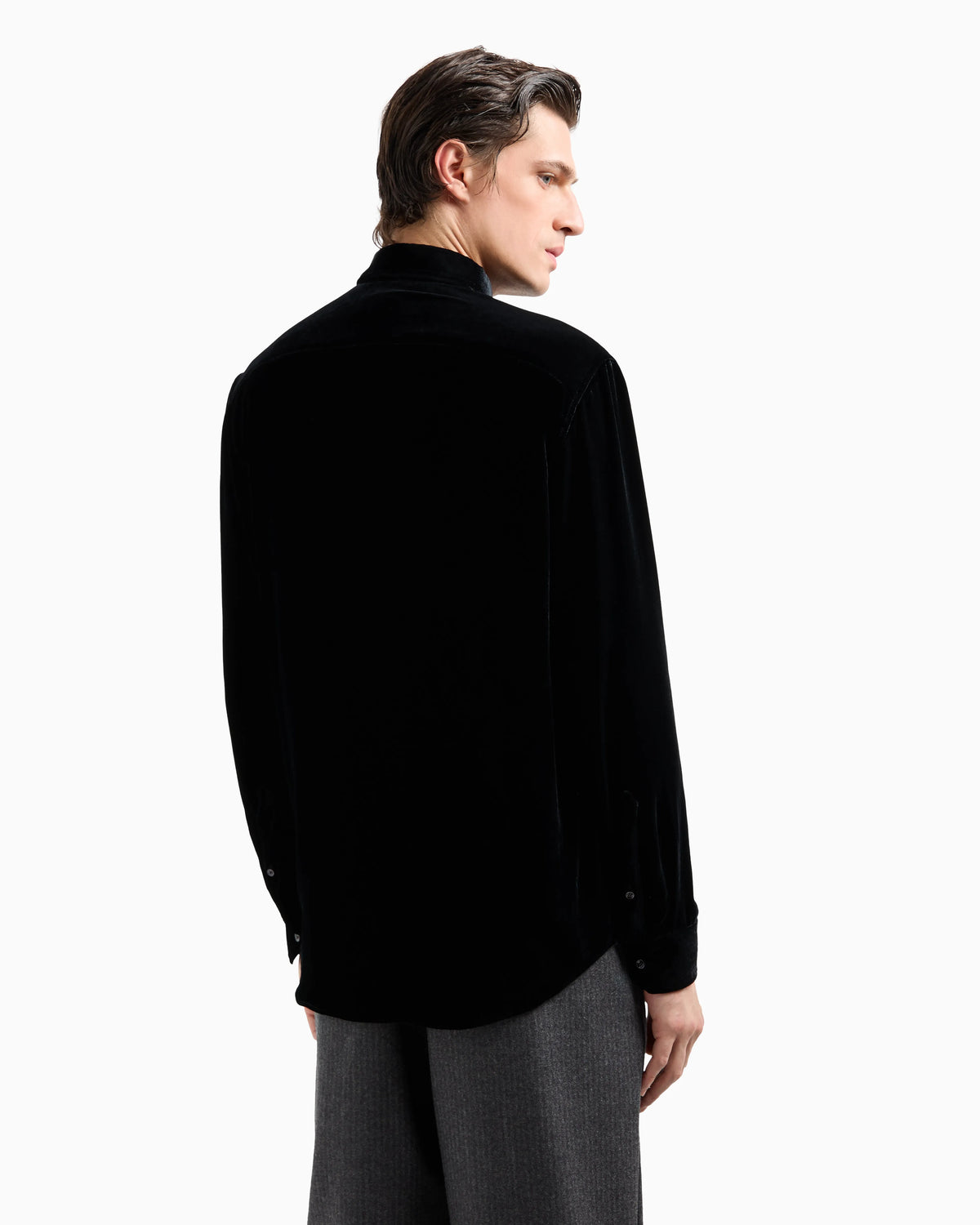 Slim-fit velvet shirt