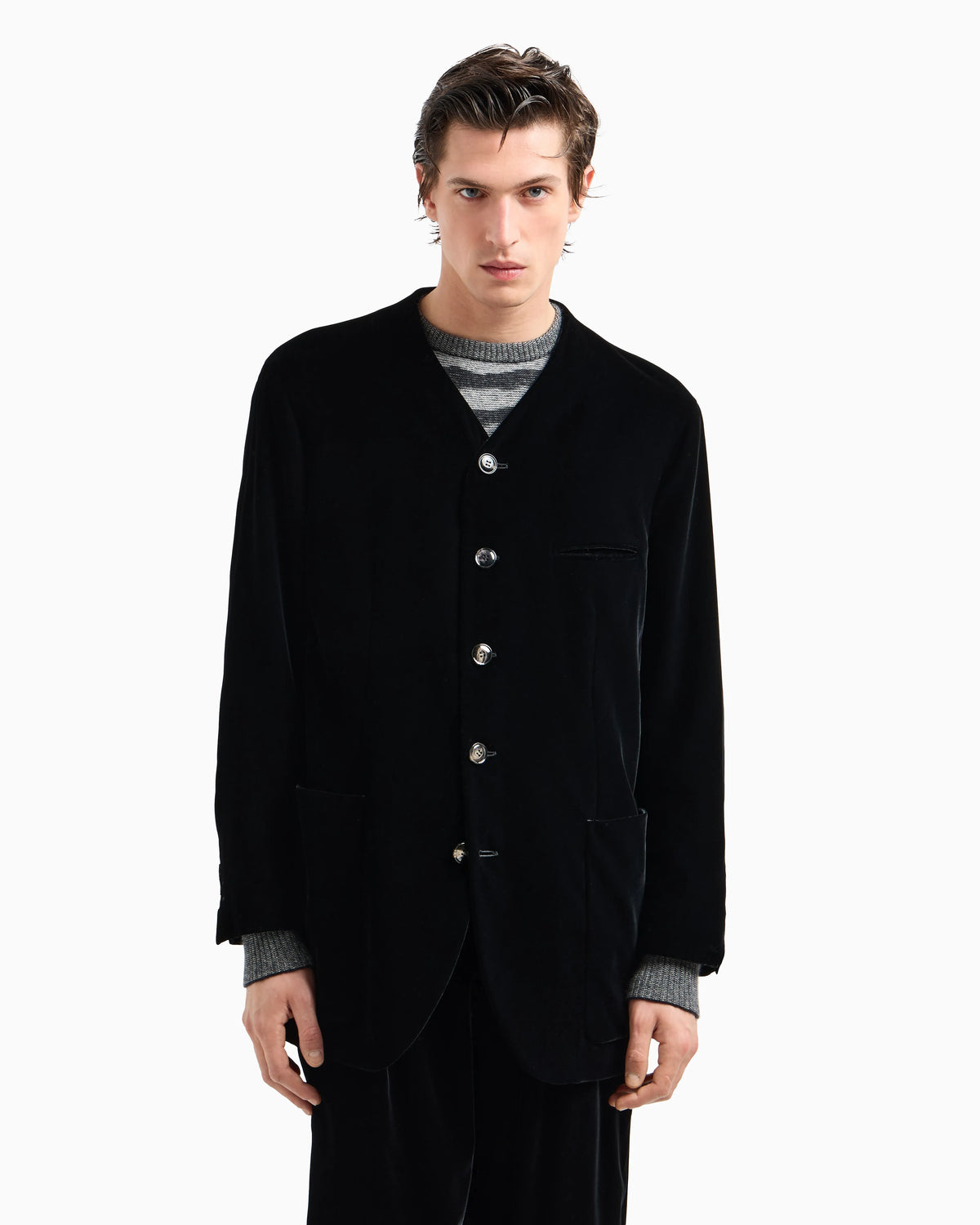 Heritage Line single-breasted velvet jacket