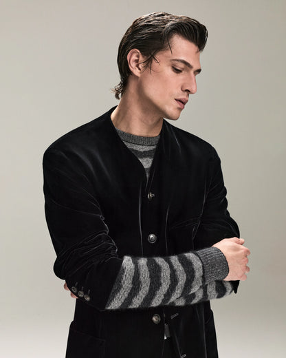 Heritage Line single-breasted velvet jacket