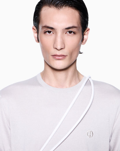 Short-sleeved silk-cotton jumper