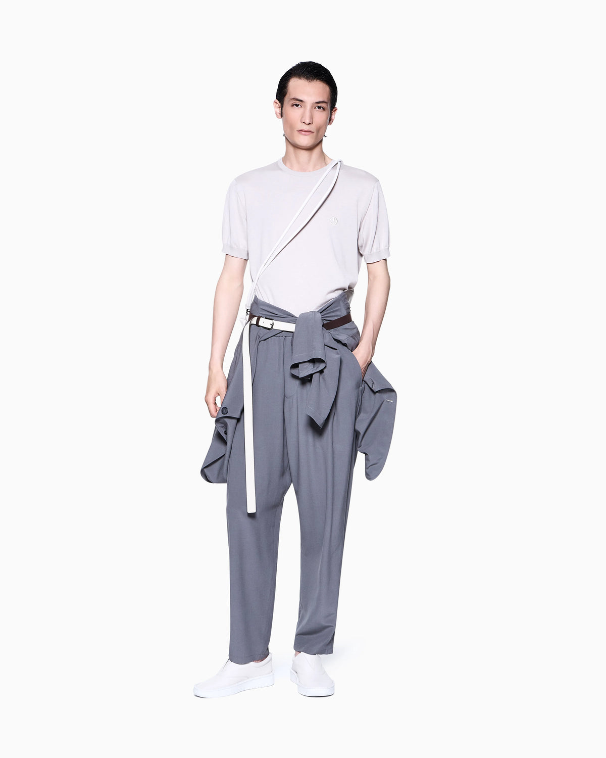Short-sleeved silk-cotton jumper