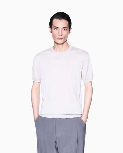 Short-sleeved silk-cotton jumper
