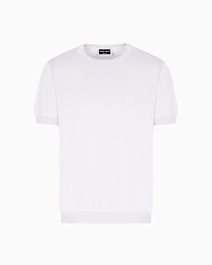 Short-sleeved silk-cotton jumper