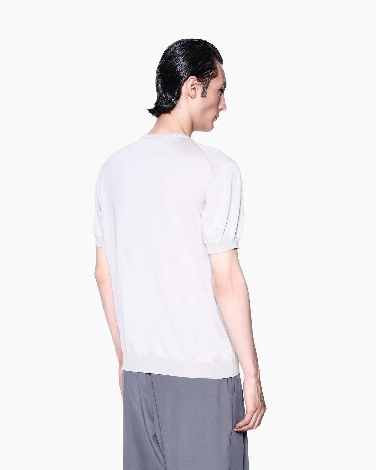 Short-sleeved silk-cotton jumper