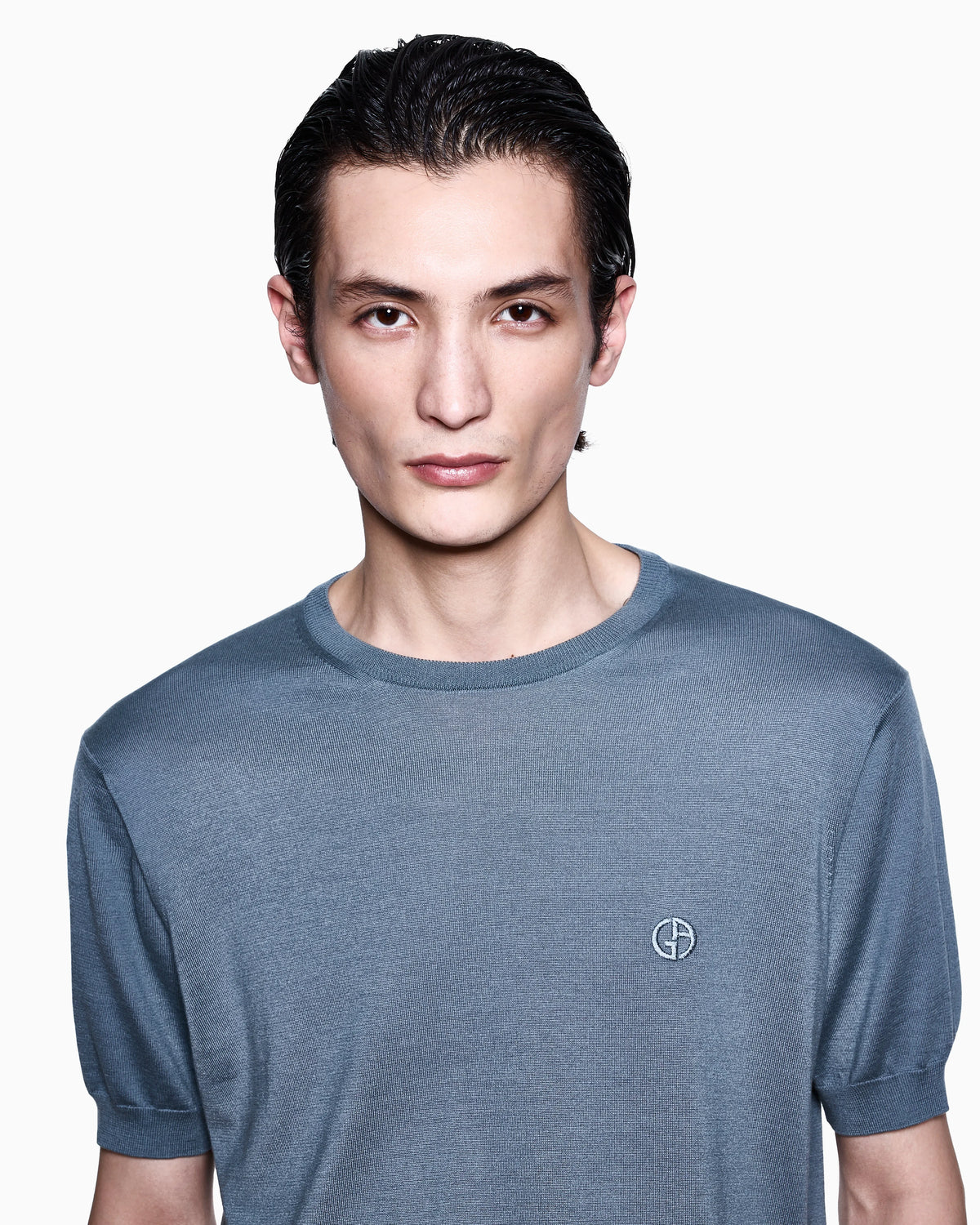 Short-sleeved silk-cotton jumper