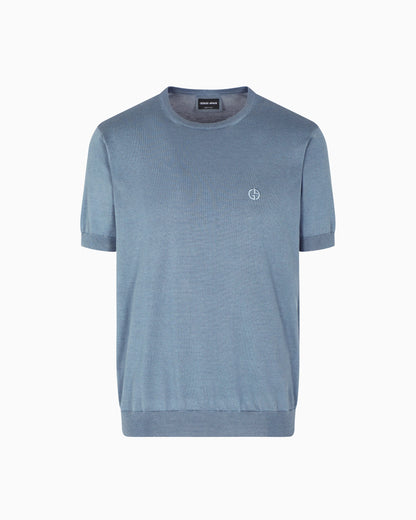 Short-sleeved silk-cotton jumper