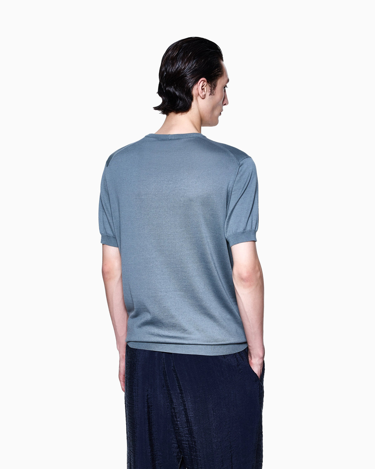 Short-sleeved silk-cotton jumper