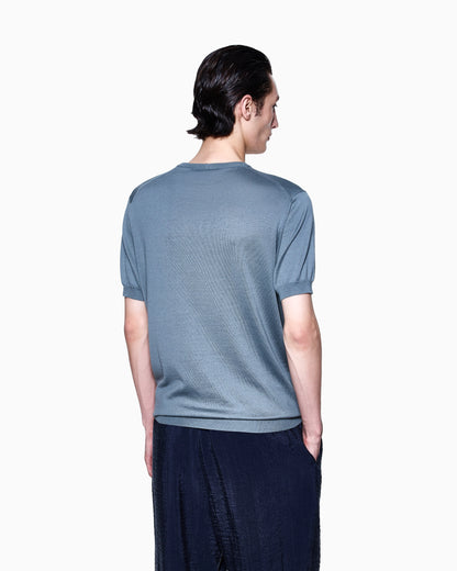 Short-sleeved silk-cotton jumper