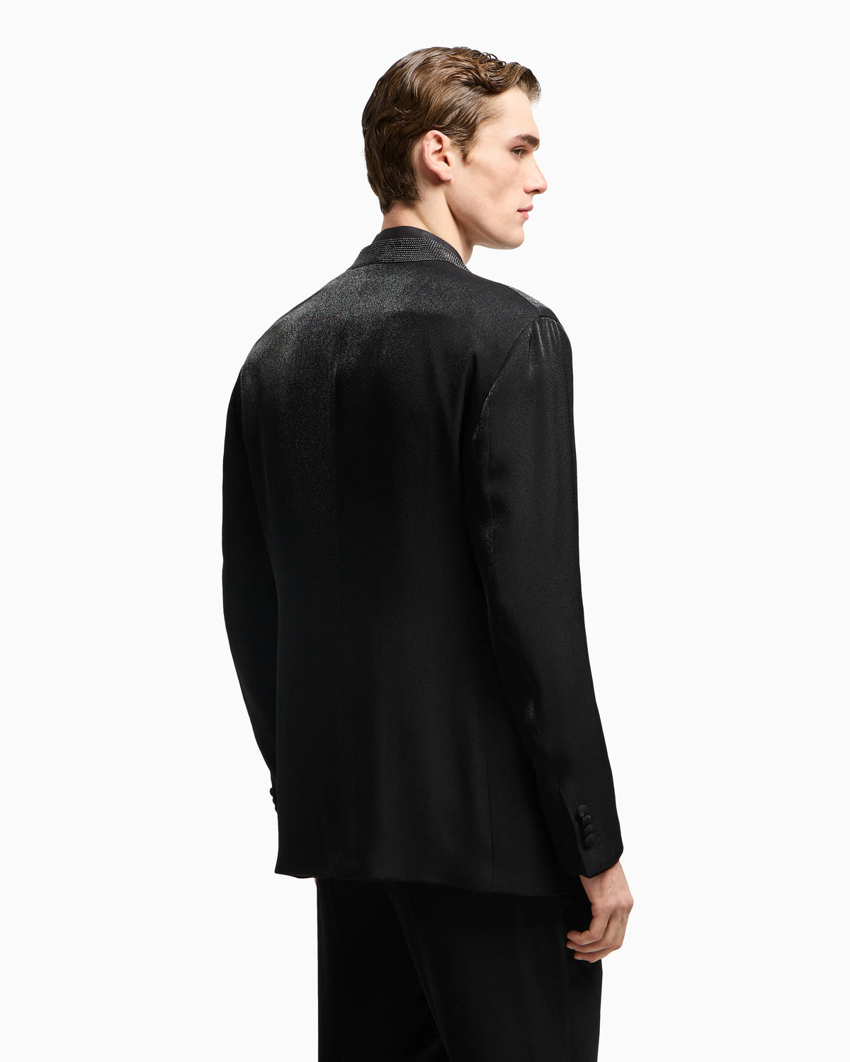 Upton Line tuxedo jacket in a viscose blend with rhinestones