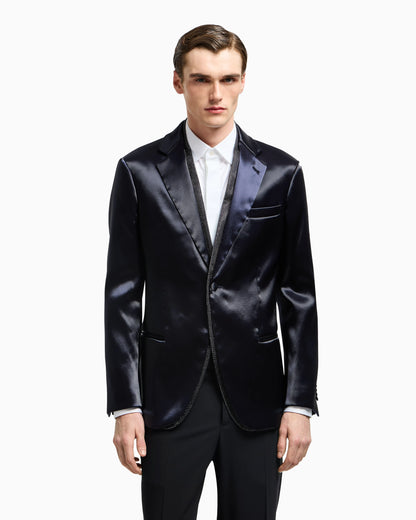 Soho line silk-blend rhinestone tuxedo jacket