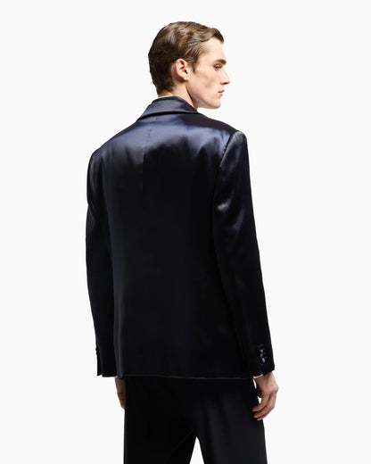 Soho line silk-blend rhinestone tuxedo jacket