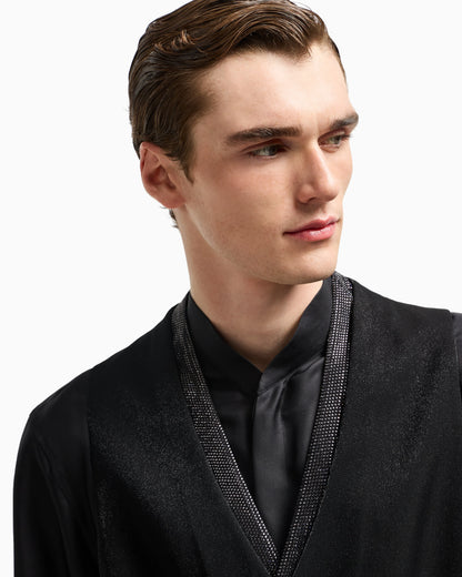 Single-breasted waistcoat in a viscose blend with rhinestones