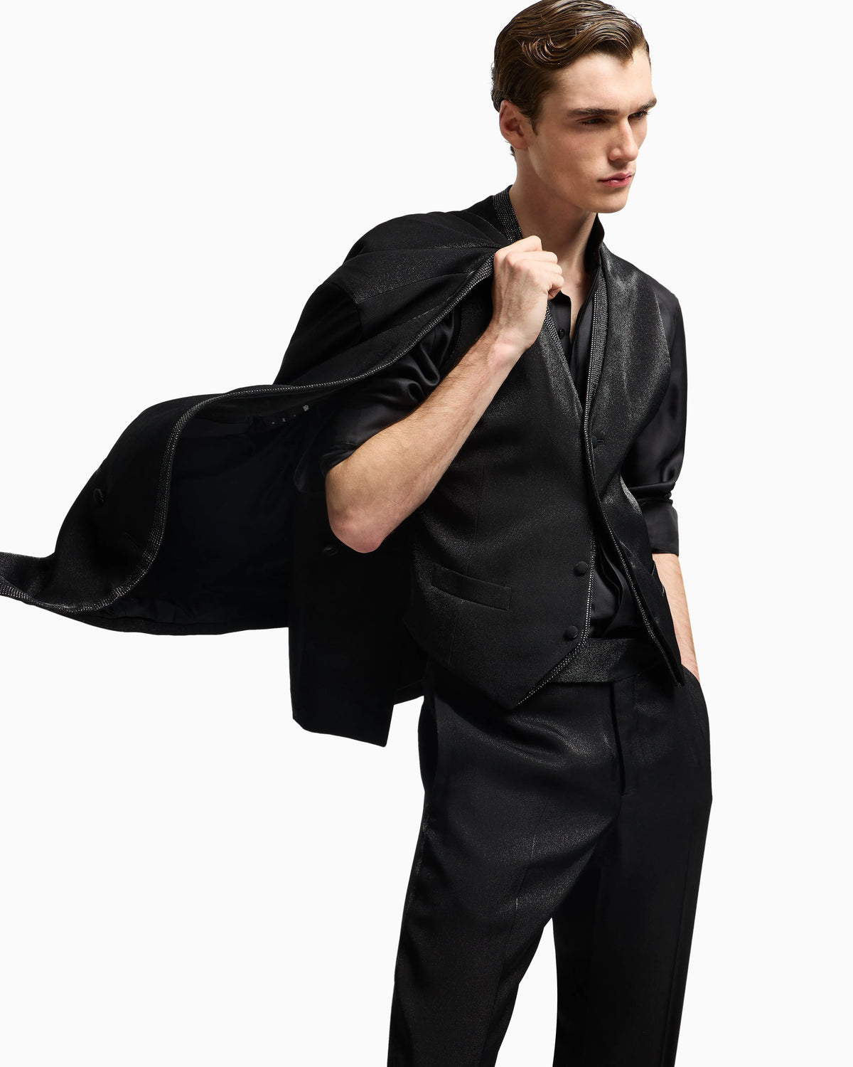 Single-breasted waistcoat in a viscose blend with rhinestones