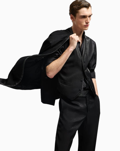 Single-breasted waistcoat in a viscose blend with rhinestones