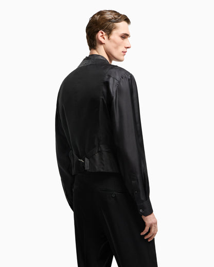 Single-breasted waistcoat in a viscose blend with rhinestones