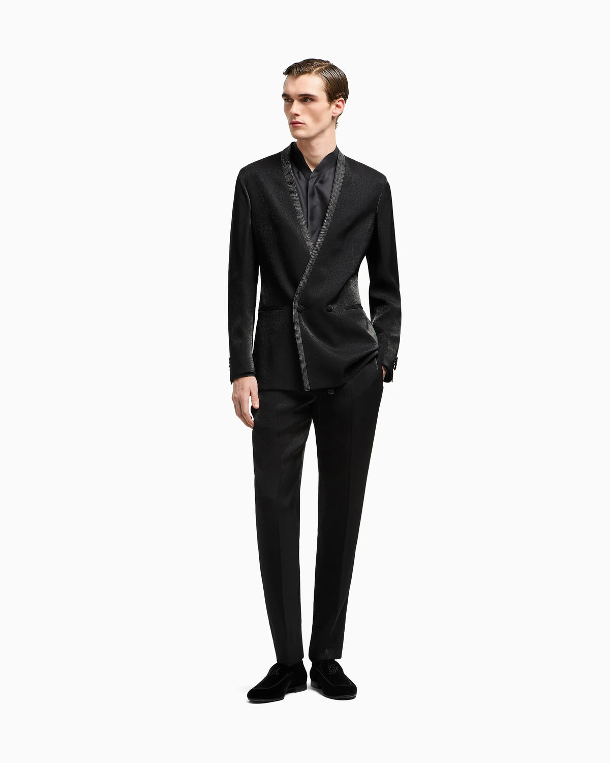 Viscose-blend flat-front trousers