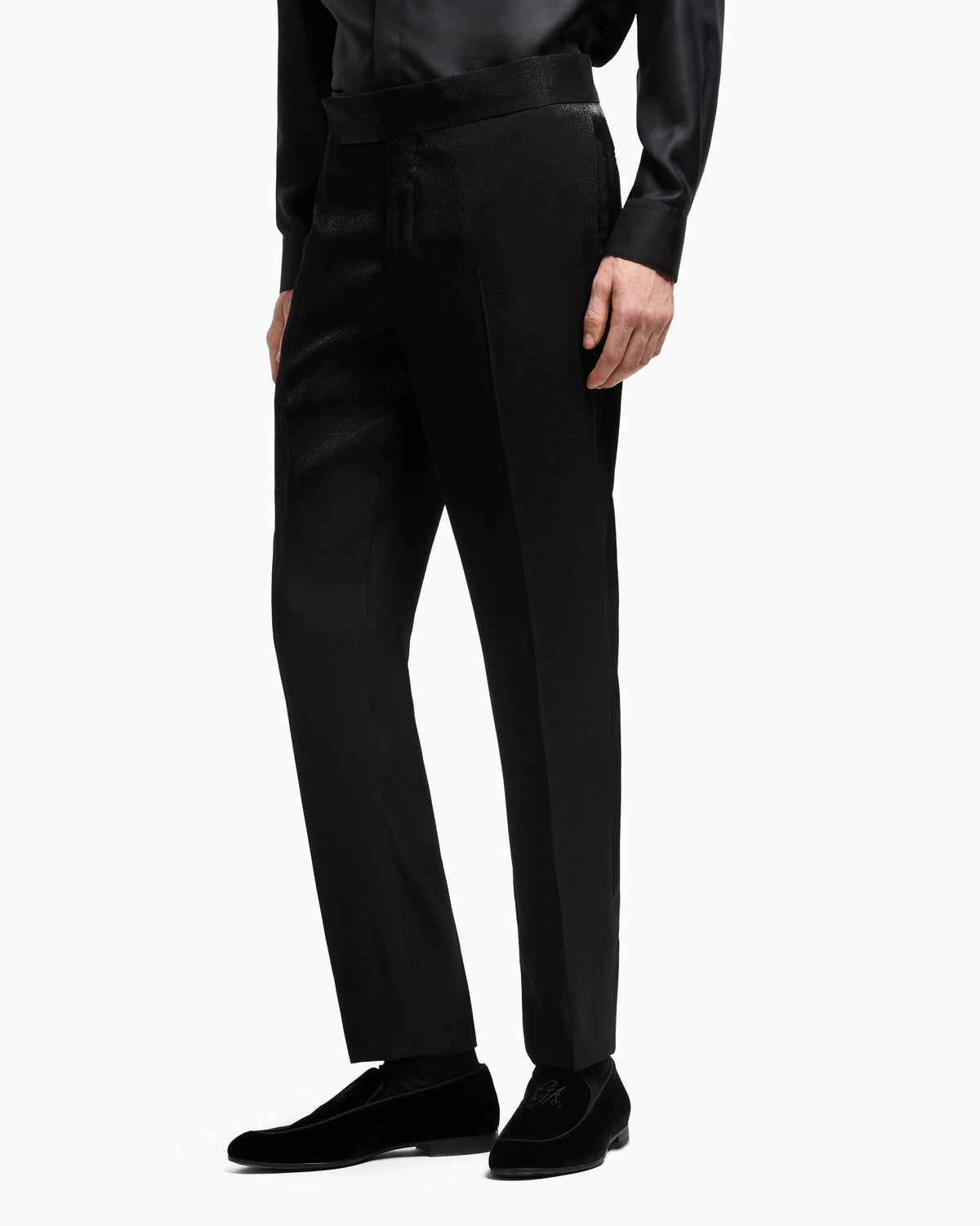 Viscose-blend flat-front trousers