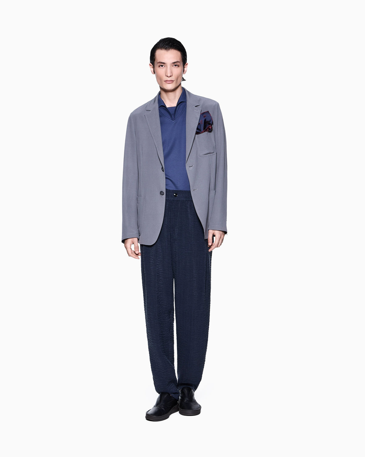 Woven trousers in cupro jacquard with drawstring