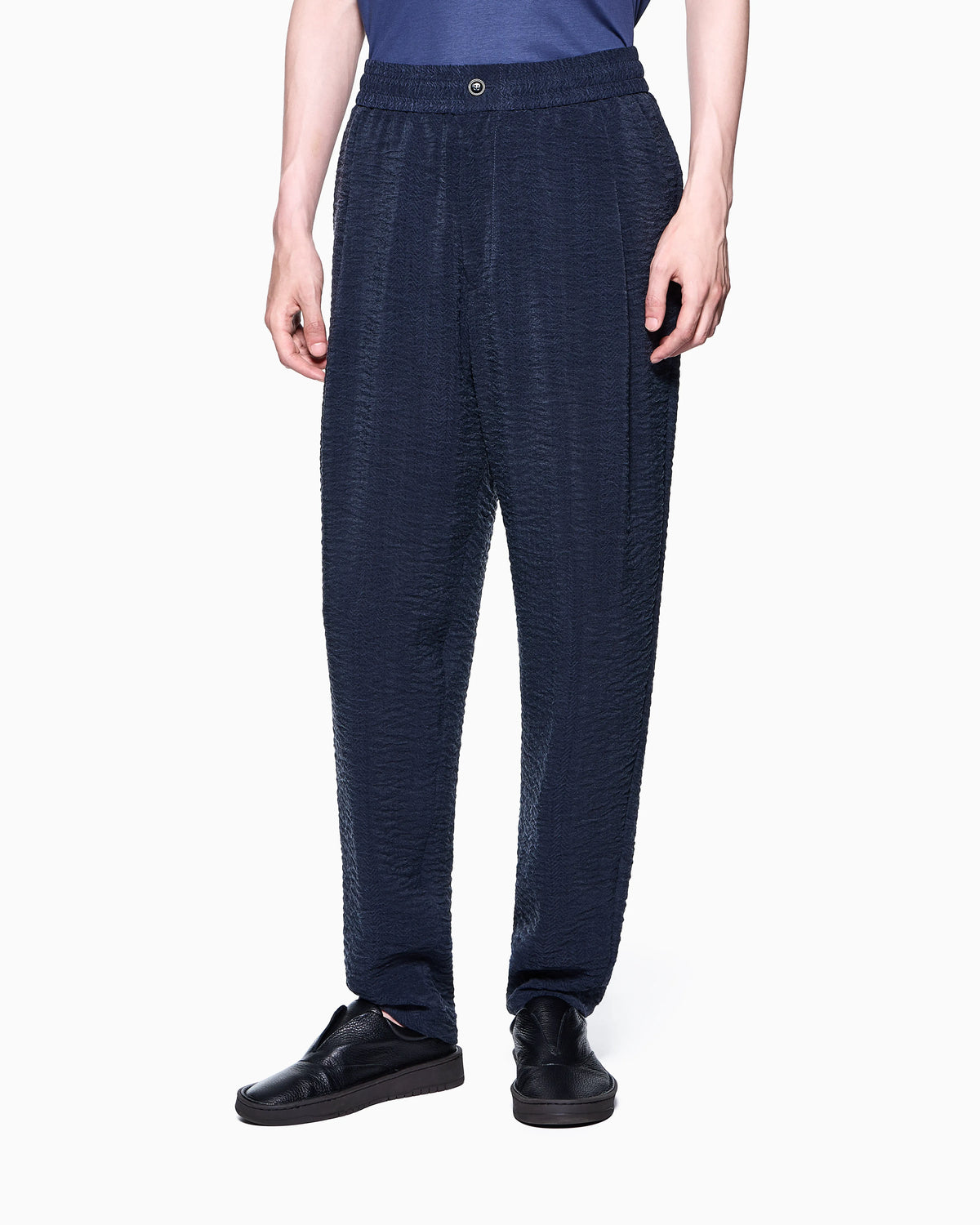 Woven trousers in cupro jacquard with drawstring