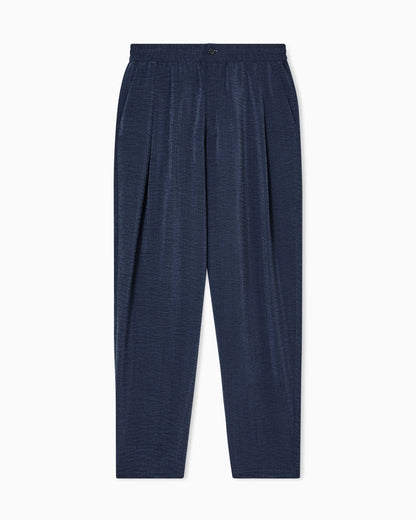 Woven trousers in cupro jacquard with drawstring