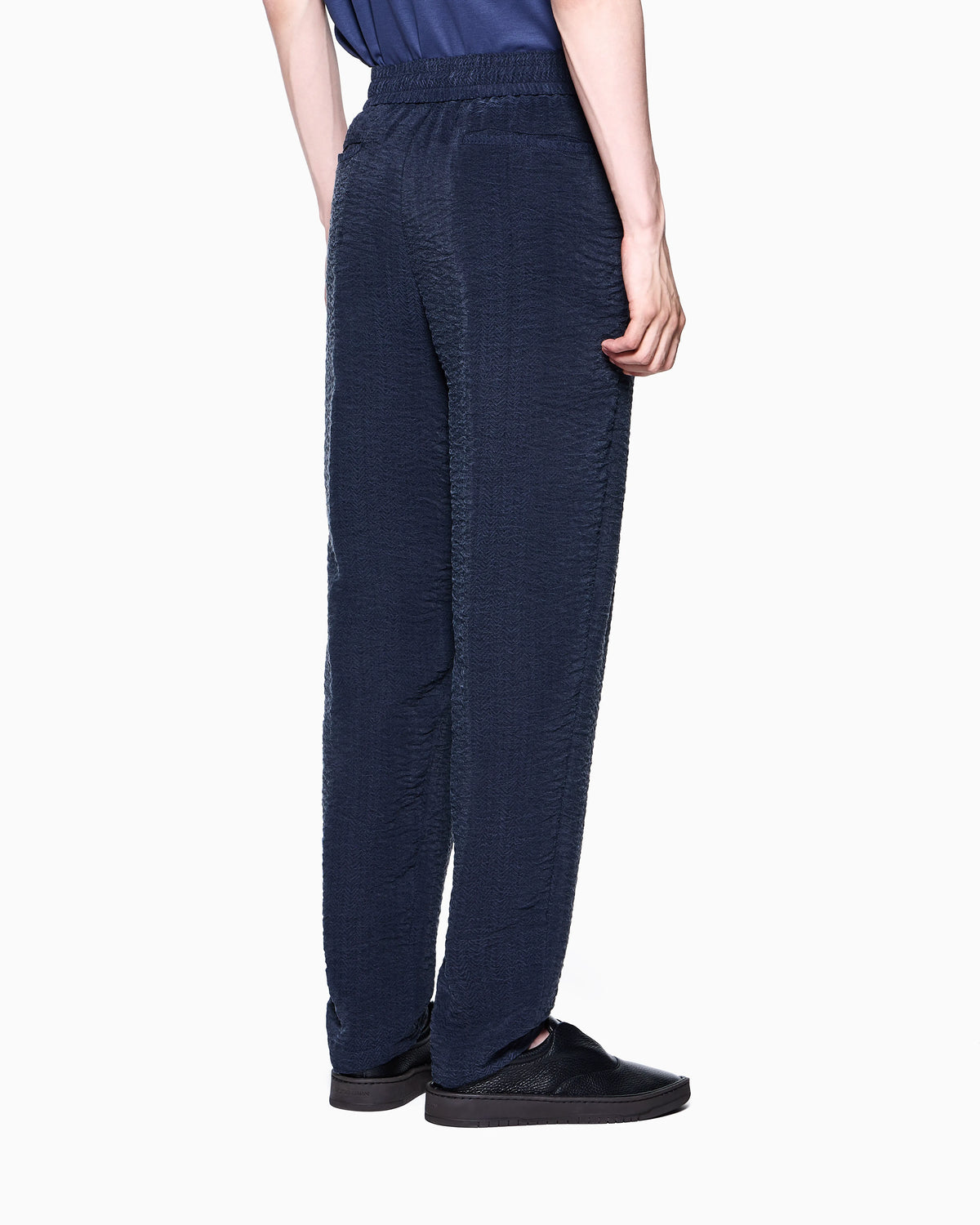 Woven trousers in cupro jacquard with drawstring