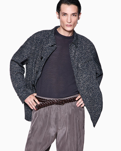 Flat-front trousers in faded Lyocell canvas