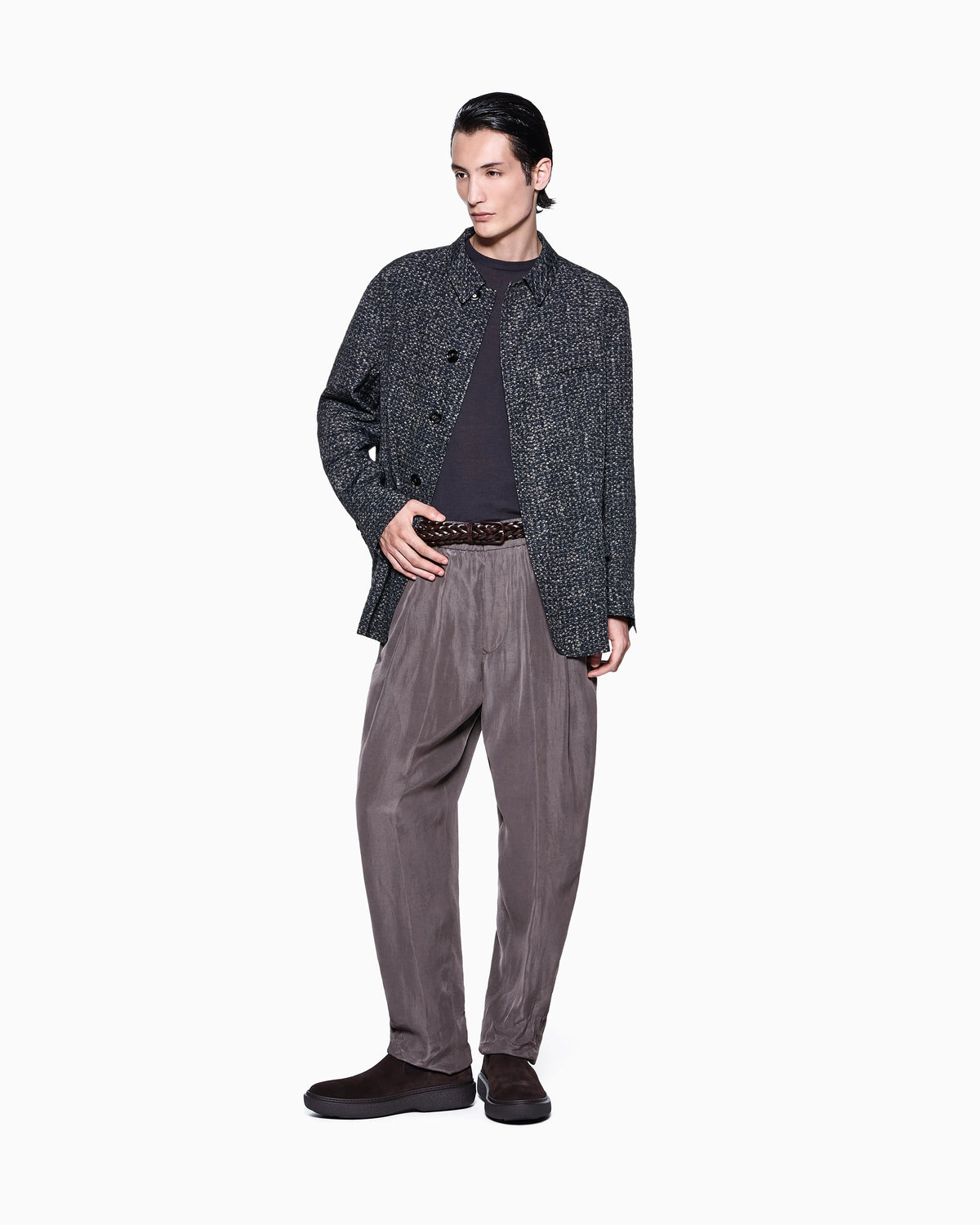 Flat-front trousers in faded Lyocell canvas