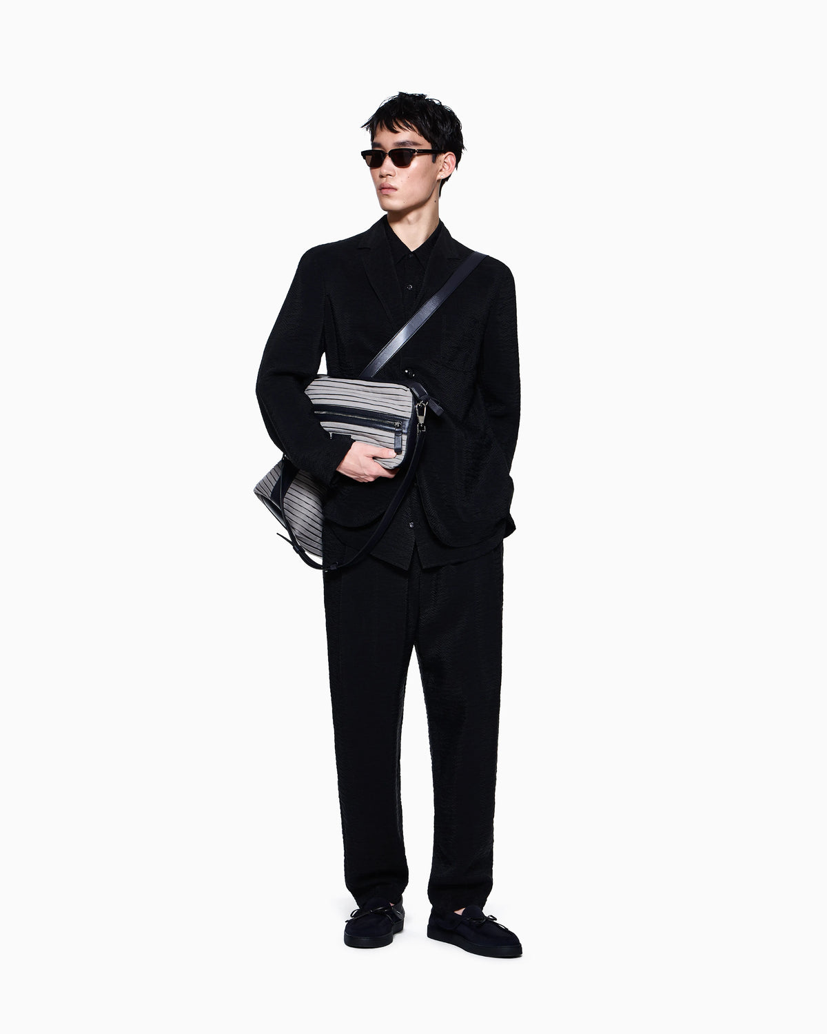 Trousers regular fit in micro jacquard chevron cupro