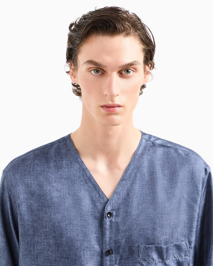 Shirt in printed silk twill