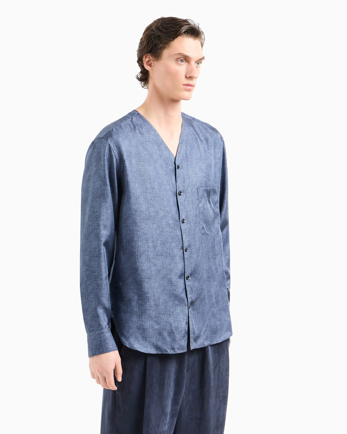 Shirt in printed silk twill