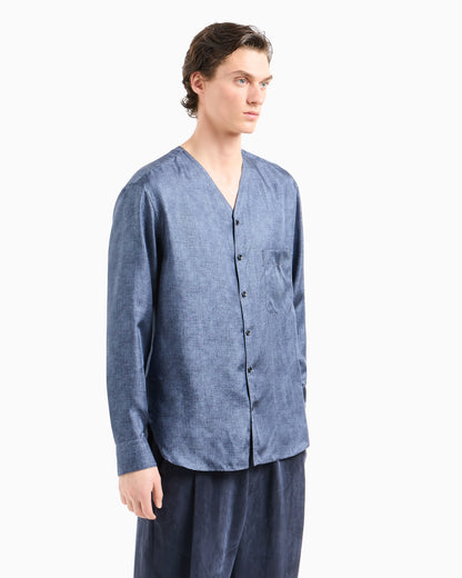 Shirt in printed silk twill