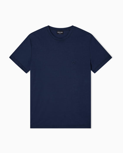 Cotton crew neck t-shirt with embroidered logo