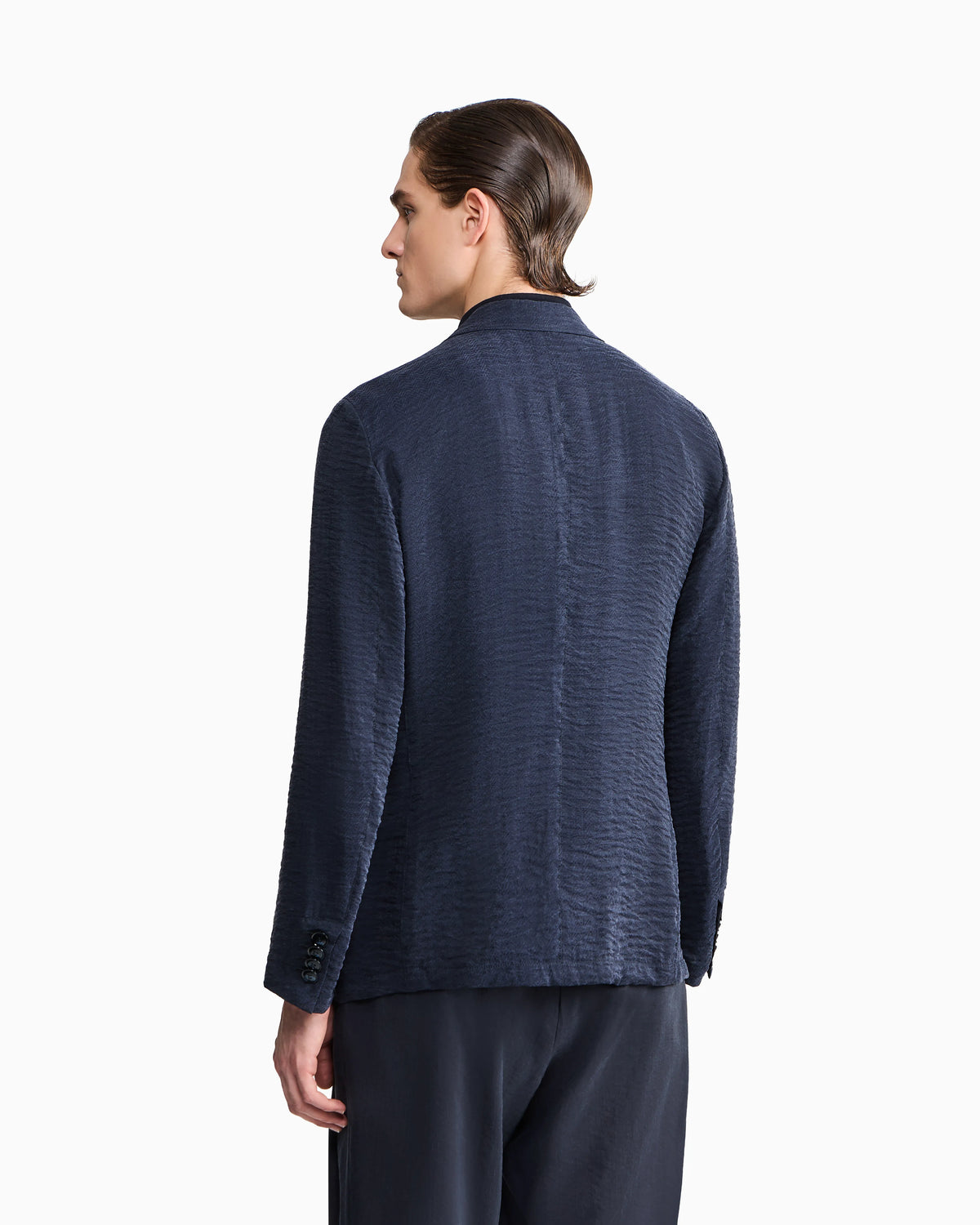 Single breasted jacket in cupro chevron jacquard