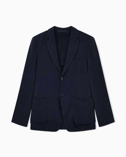 Single breasted jacket in cupro chevron jacquard