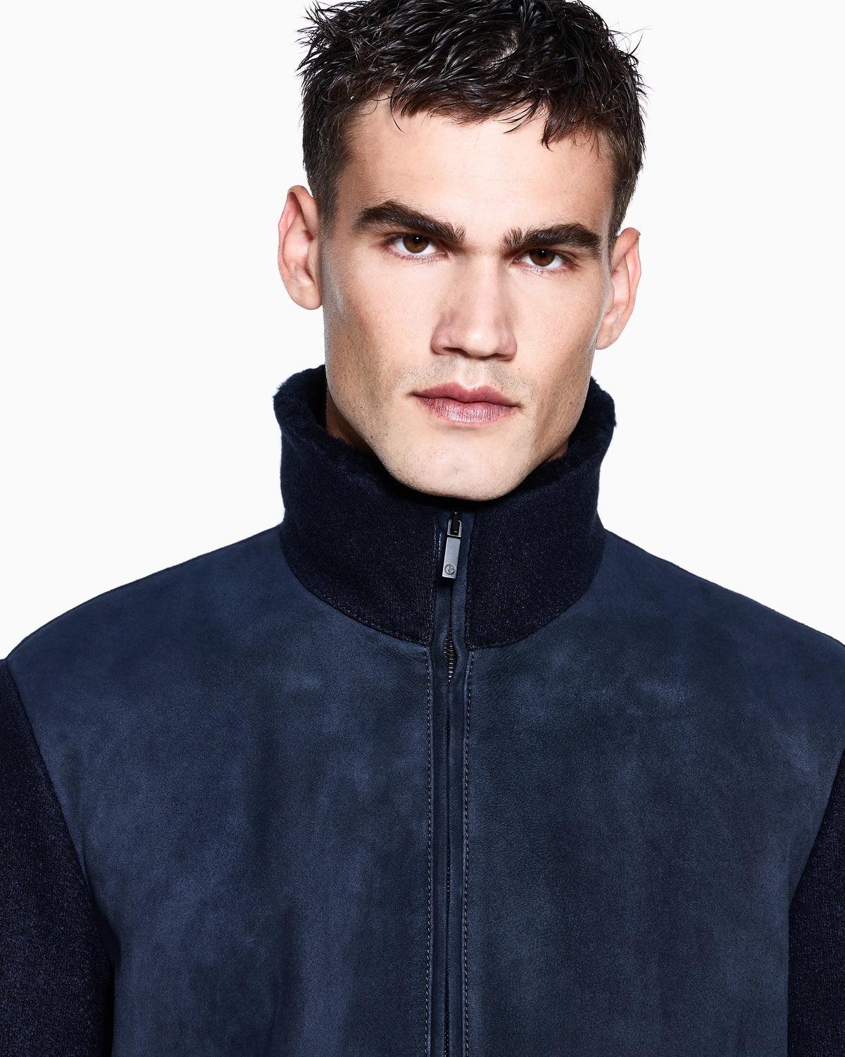 Lamb shearling suede and virgin wool blouson