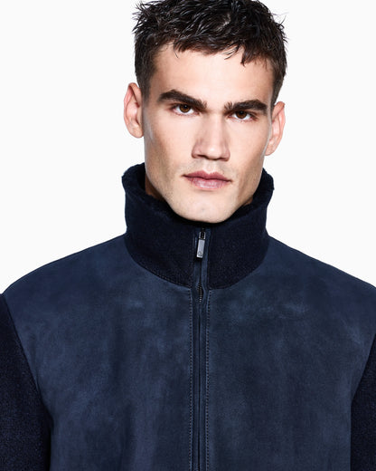Lamb shearling suede and virgin wool blouson