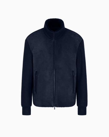 Lamb shearling suede and virgin wool blouson