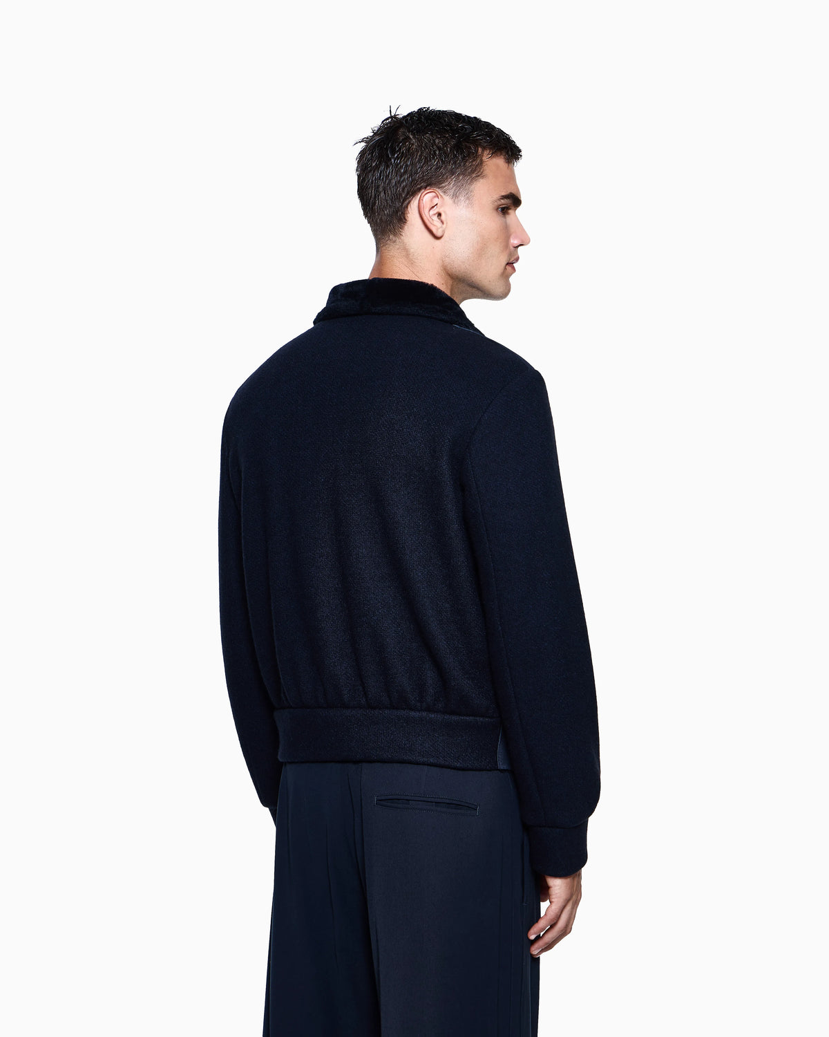 Lamb shearling suede and virgin wool blouson